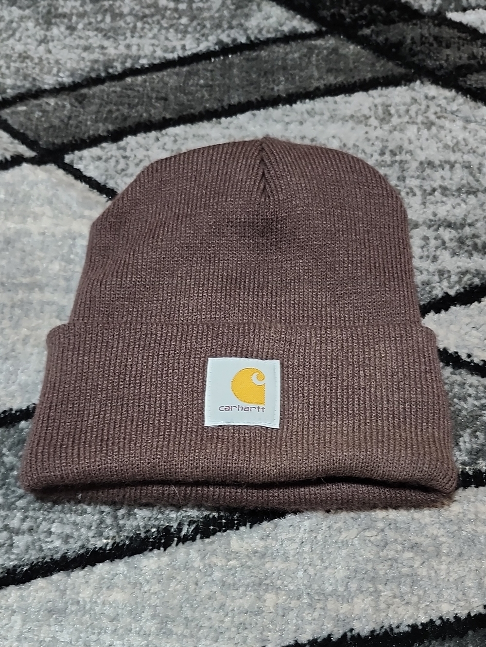 CARHATT BROWN KNIT PATCH LOGO UNISEX CUFFED BEANIE HAT